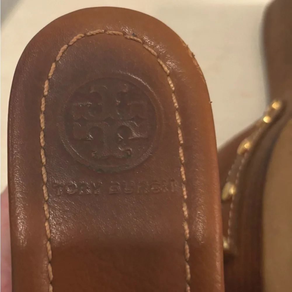 🤩 Modern VTG Tory Burch Leather Clog Wedge Sandals - Camel - Picture 9 of 13